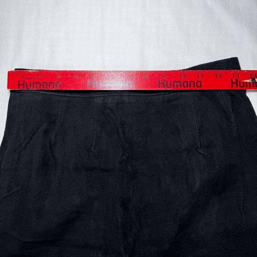 Vintage Erez Leyy Black Suede Leather Short Pencil Skirt Size 10 Sexy Party - Picture 3 of 6